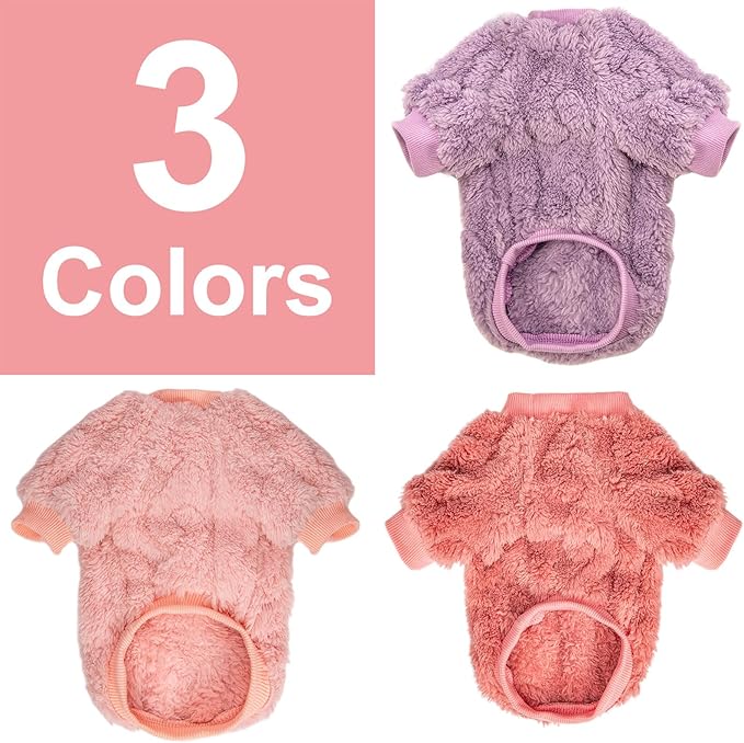 Dog Sweater, 3 Pack Dog Sweaters for Small Dogs or Cats, Girl or Boy, Warm Dog Clothes Shirt Coat for Winter Christmas (Pink, Purple, Rose Red, Large)