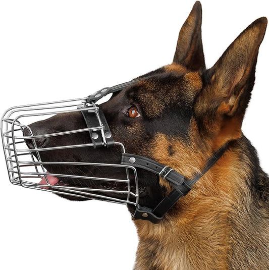 BRONZEDOG Wire Basket Dog Muzzle, Breathable Metal Mask for Small, Medium & Large Dogs, Adjustable & Padded, Training & Behavior Support (Size 6)