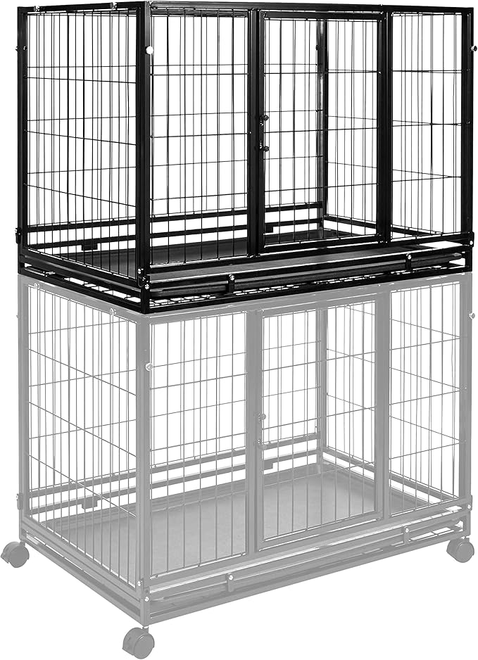 Amazon Basics - Portable Heavy Duty Stackable Dog & Pet Kennel with Tray, Black, 24.0" L x 28.0" W x 37.0" H