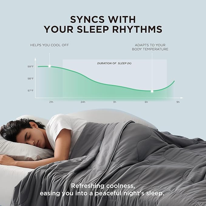 Bedsure Cooling Blankets for Hot Sleepers - Cooling Comforter, Summer Twin XL Blanket for Bed, Cold Lightweight and Breathable Dorm Room Essentials for Teens Back to School, Dark Grey, 66x90 Inches