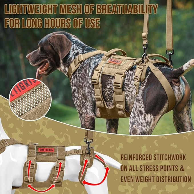 OneTigris Breathable Dog Lift Harness for Large Medium Sized Dogs, Dog Sing for Hind Leg Support, Dogs Hip Support Brace Front Leg Vrace