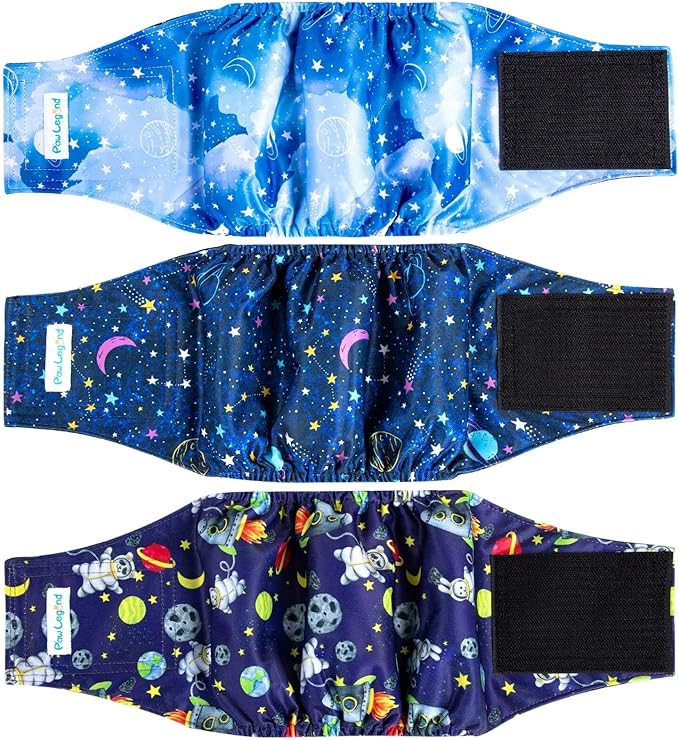 Paw Legend Washable Dogs Diapers Male Dog Belly Bands for Male Dogs Diapers Reusable Puppy & Doggie Diapers Male (3 Pack, XX-Large)