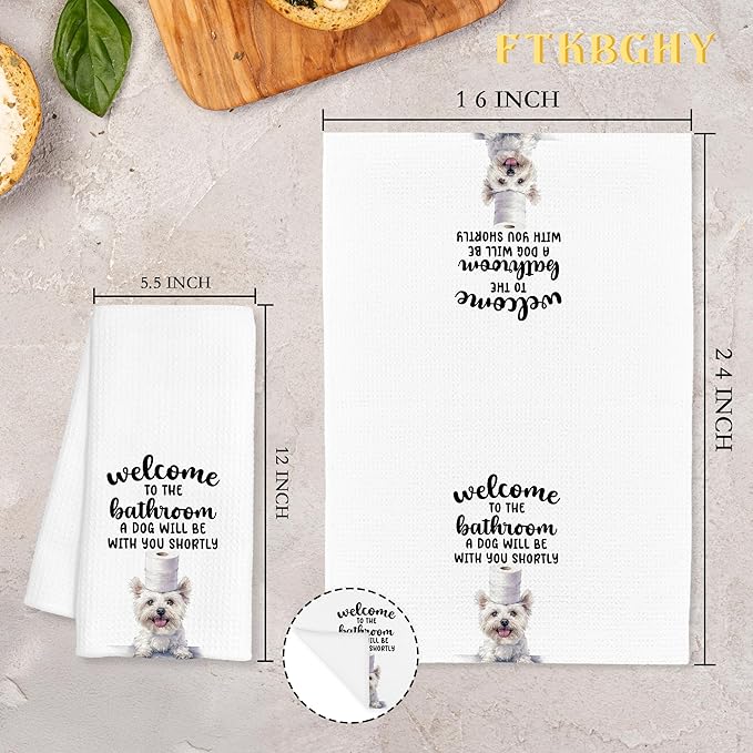 Funny West Highland White Terrier Dog Hand Towels for Bathroom Decor, Westie Gifts, Dog Lover Owner Gifts Decorative Hand Towels for Bathroom Restroom Room, 16x24 Inch