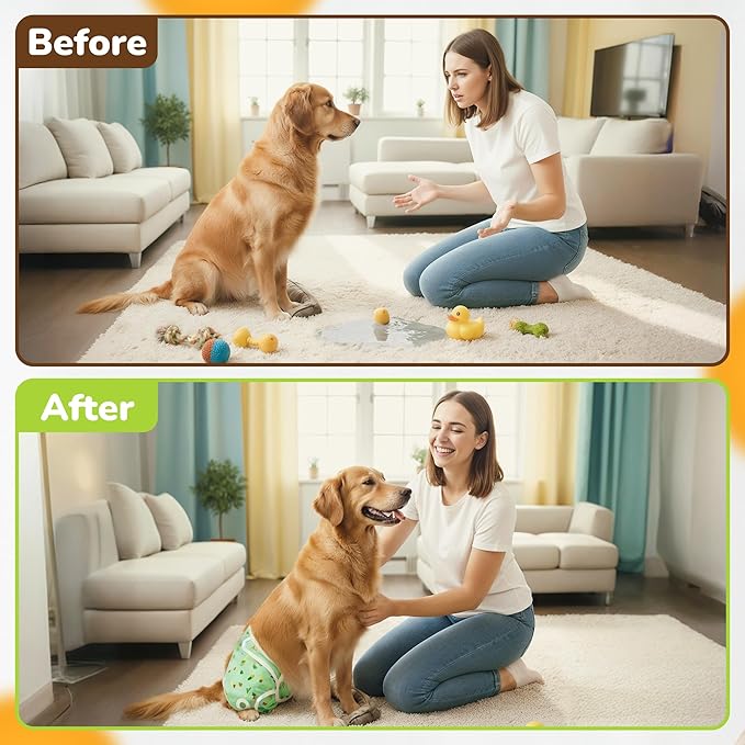 Pet Magasin® Super Absorbent Reusable Dog Diapers for Females (3-Pack) - Ideal Heat Solution, Washable Doggie Diapers for Female Dog - Perfect Doggie in Heat & Period (Trending, L (17”-24” Waist))