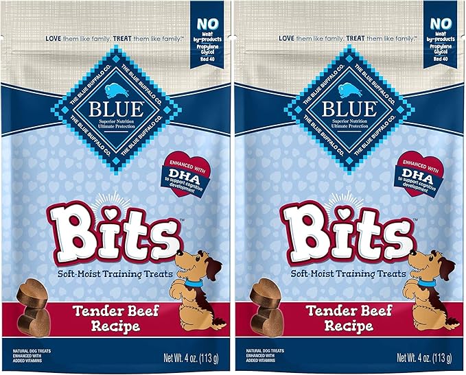 Blue 2 Pack of Tender Beef Recipe Bits Dog Treats, 4 Ounces Each