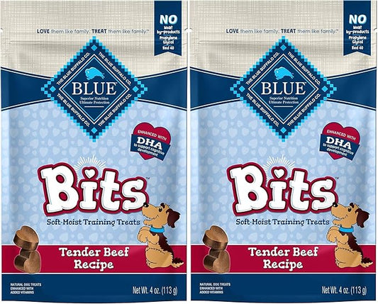 Blue 2 Pack of Tender Beef Recipe Bits Dog Treats, 4 Ounces Each