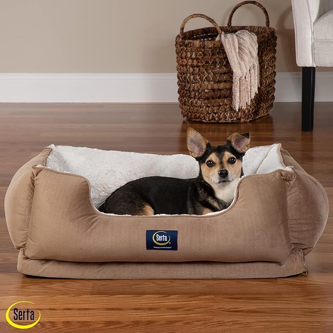 Serta Orthopedic Cuddler Dog Bed for Pets – Desert Sand (X-Large)