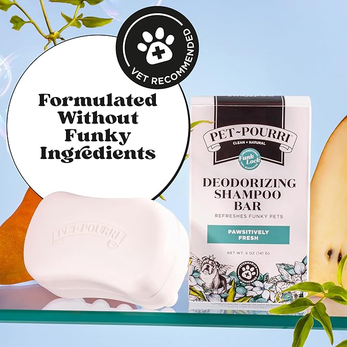 Poo-Pourri Deodorizing Shampoo Bar for Dogs & Cats– Moisturizing Skin & Coat Formula – Plant Based Ingredients – Vet Recommended – Paraben & Sulfate-Free No Harsh Chemicals – Bar Shampoo for Pet Odor