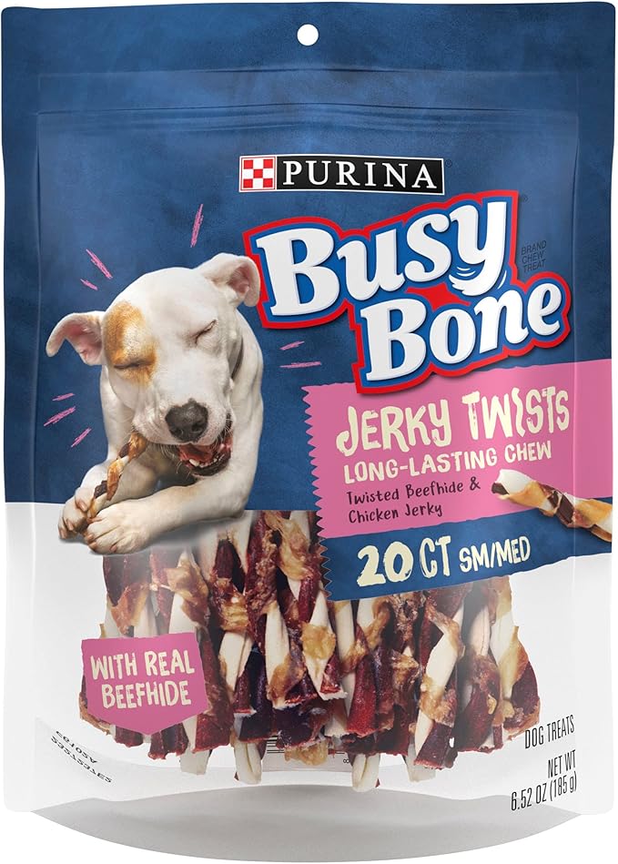 Purina Busy Bone Jerky Twists Grain Free Small/Med Breed Beefhide and Chicken Dog Jerky Treats - (Pack of 5) 20 ct. Pouches