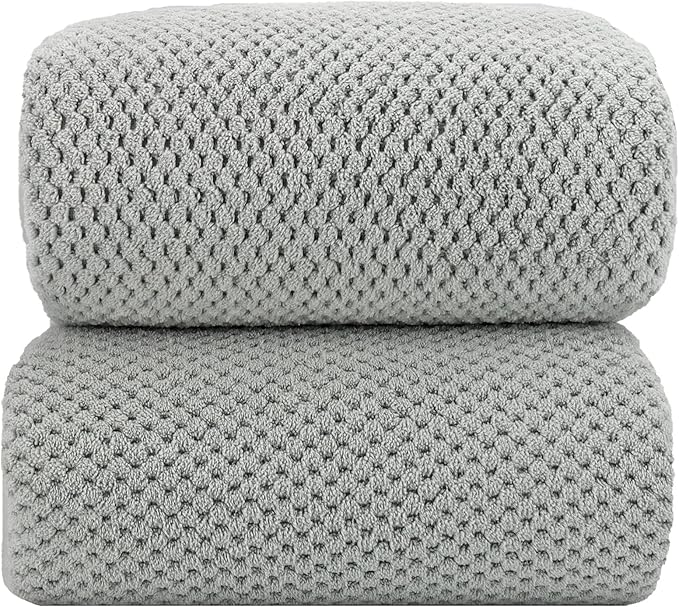 YTYC Towels,39x78 Inch Oversized Bath Sheets Towels for Adults Luxury Bath Towels Extra Large Sets for Bathroom Super Soft Highly Absorbent Microfiber 80% Polyester (Grey,2 Piece)