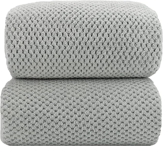 YTYC Towels,39x78 Inch Oversized Bath Sheets Towels for Adults Luxury Bath Towels Extra Large Sets for Bathroom Super Soft Highly Absorbent Microfiber 80% Polyester (Grey,2 Piece)