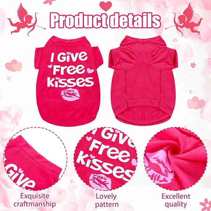 Weewooday 5 Pieces Valentine‘s Day Dog Shirt for Small Dogs Girl Small Dog Puppy Clothes for Chihuahua Yorkie Bulldog Schnauzer Breathable Shirt Vest(Medium)