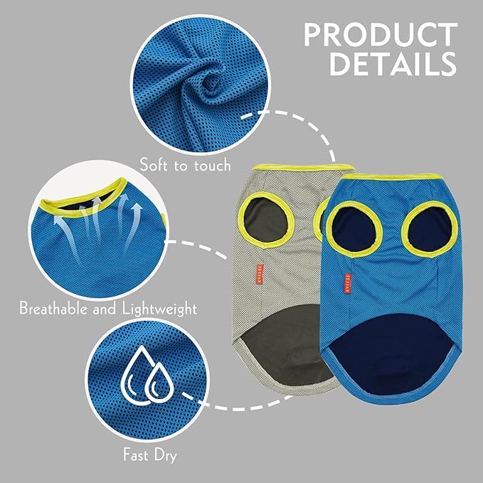 KYEESE 2Pack Dog Cooling Shirt, Breathable Dog Shirt for Small Dogs, Sun Protection Dogs Cooling Vest Tank Top, Lightweight Soft Sleeveless Summer Puppy Clothes, Boat+Ice Cream, S
