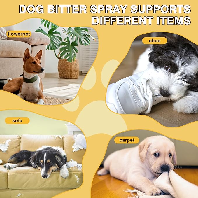 No Chew Spray for Dogs Cats Bitter Apple Spray for Puppy 6.76 Fl Oz Stop Dogs Cat from Chewing Furniture Spray Anti Licking for Dog Cat Yuck Bitter Spray Deterrent for Gentle on Skin Alcohol Free