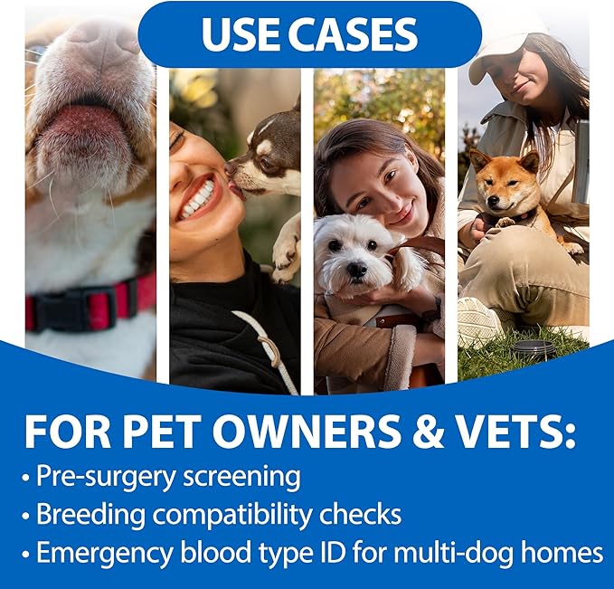 Canine Dog Blood Typing Test Kit for DEA1 Detection | at-Home Dog Blood Type Test with Free Stainless Steel ID Tag