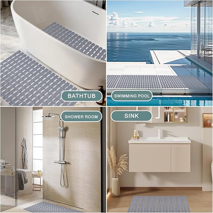 Pet Dog Bathing Non-Slip Mat, Dog Bath mat for tub, Bath Tub Shower Mat, 27.5x15.7 Inch Quick Drain Bathtub Mat with Suction Cups & Drain Holes for Bathroom