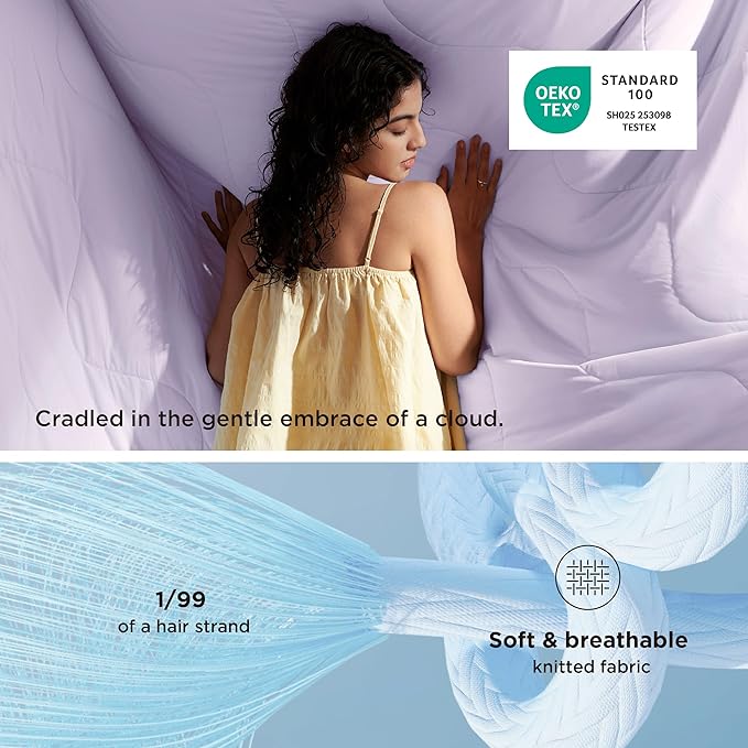 Bedsure Cooling Blankets for Hot Sleepers - Cooling Comforter, Cold and Lightweight Gift for Night Sweats, Full Size Ice Breathable Summer Blanket for Bed, Lavender, 80x90 Inches
