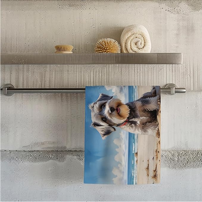 Schnauzer Dog Beach Towel, Schnauzer Gifts Pool Towels, Schnauzer Decor Sand Towel Large Bath Towels Gifts for Women Men, Schnauzer Gifts for Women, Mini Schnauzer Gifts, 29x60in