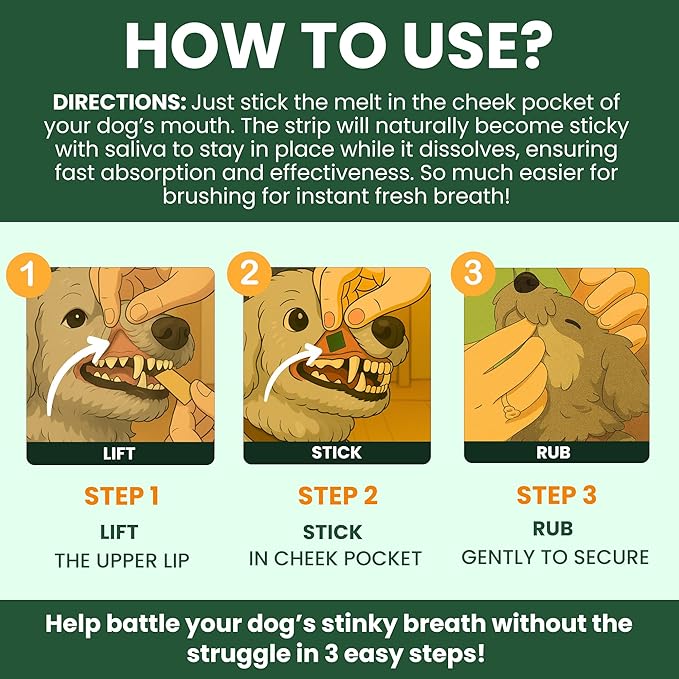 Bad Breath Oral Support for Dogs 5 in 1 – 10 Oral Melts – Natural Sage, Spirulina, Apple Cider Vinegar – Dog Dental Care Products & Breath Freshener – Fast Dissolving Dog Breath Treats
