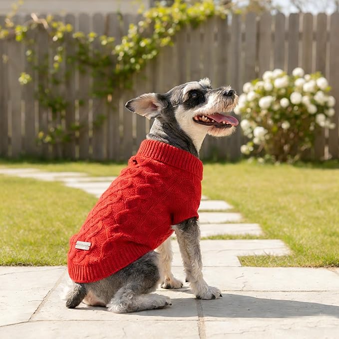 Warm Dog Valentines Sweaters, Pet Clothes Knitwear Dog Pullover for Poodle, West Highland, Pomeranian Puppy (Red S)