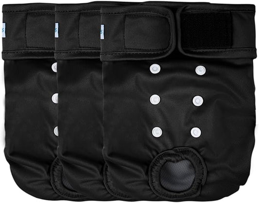 Leekalos Reusable Washable Dog Diapers Female (3 Pack) - Highly Absorbent Doggie Diapers - Size Adjustable Puppy Diapers for Dog Period Panties (Medium)