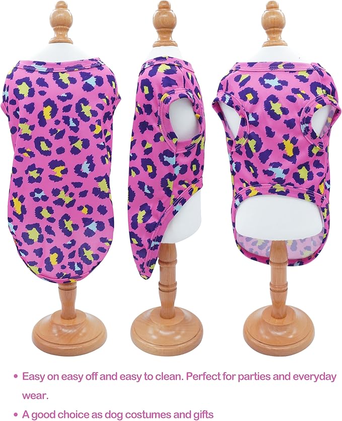 PET SHOW 4 Pack Paw Bone Printed Dog Clothes Shirts Soft Vest Lightweight Sleeveless Cats Doggies T-Shirts Puppies Tank Top Tee for Small Medium Dogs White Black Pink Blue (XX-Large, Pink for Girls)