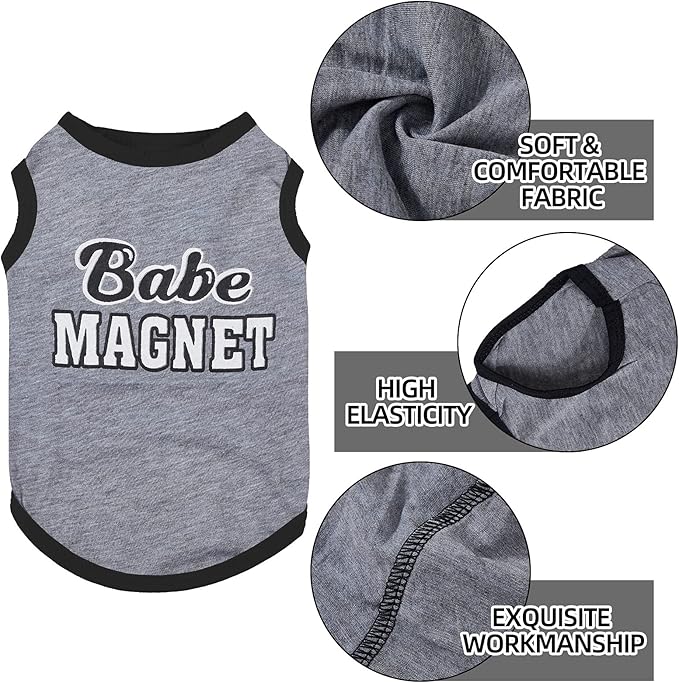 Saintrygo 8 Pieces Dog Shirts Pet Printed Clothes with Funny Letters Summer Pet T Shirts Cool Puppy Breathable Dog Outfit Soft Sweatshirt Cats(Classic Pattern,Large)