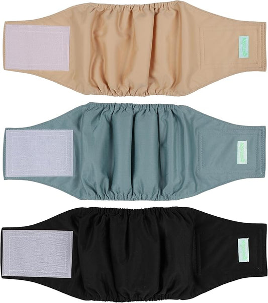 wegreeco Washable Male Dog Belly Band (Stylish Pattern)- Pack of 3 - Washable Male Dog Belly Wrap, Dog Diapers Male (Black, Blue, Coffee, Large)
