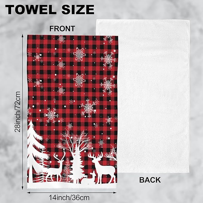 Christmas and New Year Hand Towels for Bathroom Set of 2 Bath Hand Towels Soft Absorbent Decorative Hand Towel for Bathroom Kitchen Yoga Home Decor 14 x 28 in