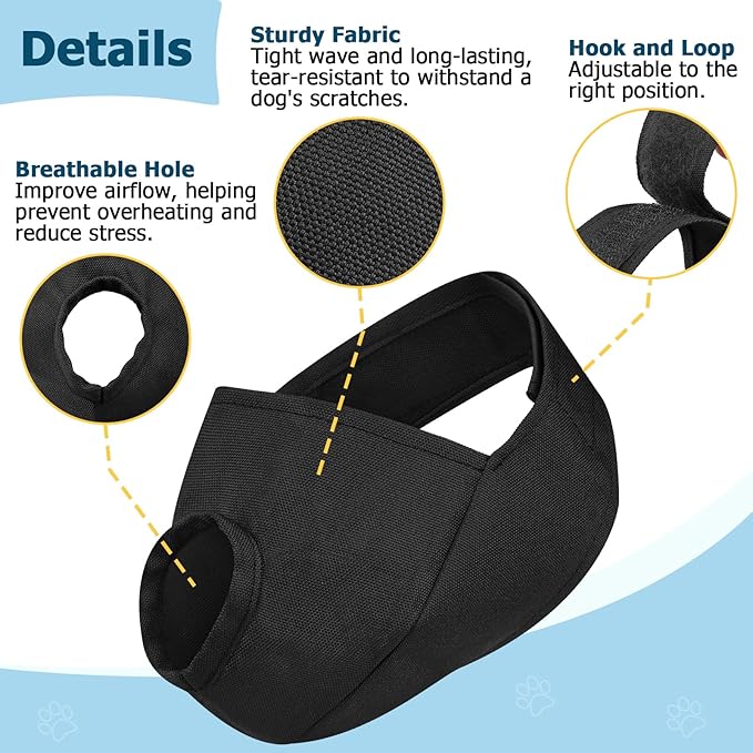 BARKLESS French Bulldog Calming Muzzle, Short Snout Shading Eye Mask to Help Calm The Dog Down, Soft Dog Muzzle for Grooming Vet Visits, Mouth Guard Prevent Biting (Black, M)