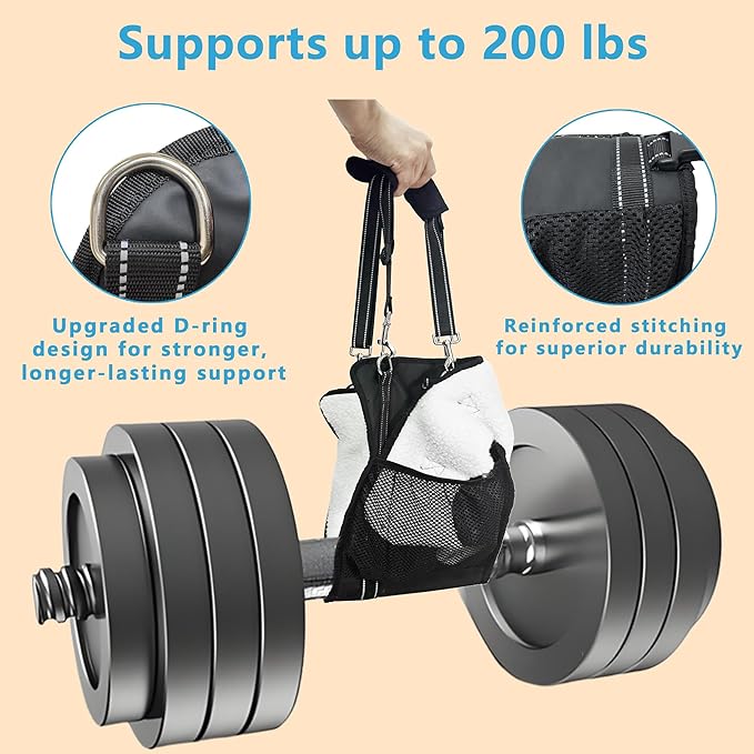 Dual-use Dog Lift Rehab Hareness Canine Sling for Large Pooch Rear Legs and Hip Support,Adjustable and Soft Brace Strap for After ACL Surgery, Helps Senior, Injured and Disabled K9.