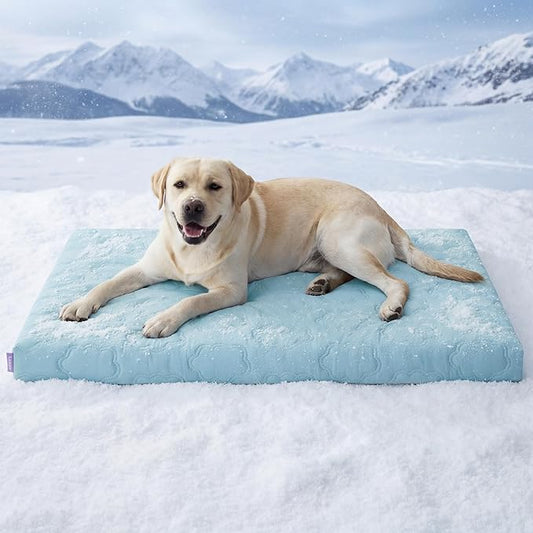LE SURE Orthopedic Cooling Dog Bed, XXL Q-Max>0.5 Cooling Mat with Removable Washable Cover, Breathable Egg Crate Foam Non-Slip Summer Pad for Extra Large Active/Senior/Long-Haired Pets, 47x29 Inch