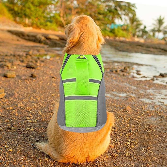Mklhgty Dog Life Jacket for Swimming & Boating, Ripstop Safety Vest with Rescue Handle, High Buoyancy Preserver for Small Medium Large Dogs