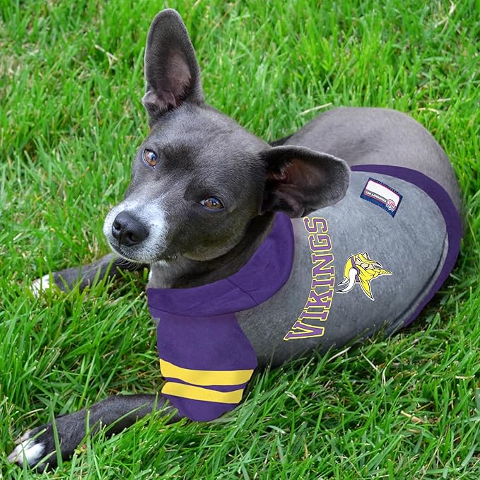 Pets First NFL Minnesota Vikings Hoodie for Dogs & Cats. | NFL Football Licensed Dog Hoody Tee Shirt, Small| Sports Hoody T-Shirt for Pets | Licensed Sporty Dog Shirt