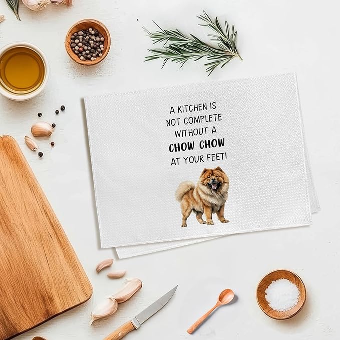 Chow Chow Gifts Dog Kitchen Towels, Gifts for Chowchow Lovers Women Hand Towel, A Chowchow at Your Feet Decorative Tea Dish Towels for Kitchens, Chowchow Dog Kitchen Decor, 16x24in