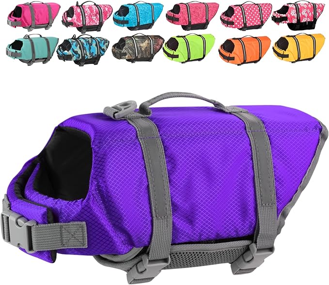 Doglay Dog Life Jacket, Dog Life Vest for Swimming Boating, Adjustable Puppy Life Jacket with Reflective Stripes, Superior Buoyancy Dog Swimming Vest for Small Medium and Large Dogs