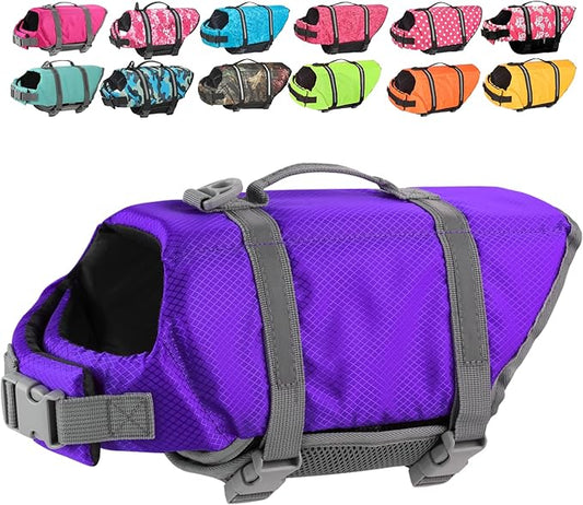Doglay Dog Life Jacket, Dog Life Vest for Swimming Boating, Adjustable Puppy Life Jacket with Reflective Stripes, Superior Buoyancy Dog Swimming Vest for Small Medium and Large Dogs