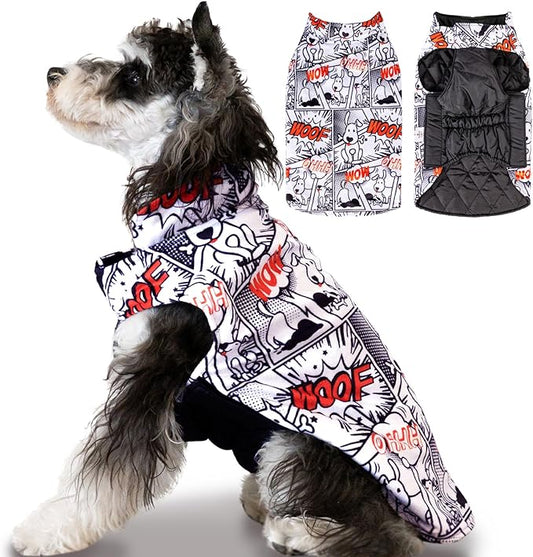 CuteBone Winter Dog Jacket - Reversible Thick Soft Windproof & Waterproof Coats for Small to Large Dogs with Leash Hole