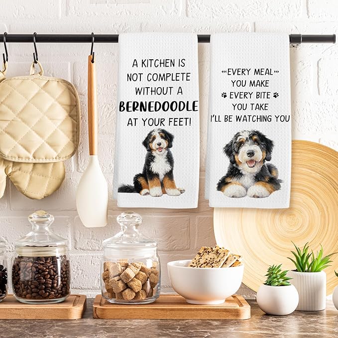 Bernedoodle Gifts Dog Kitchen Towels Set of 2, Gifts for Bernedoodle Lovers Hand Towel, Every Meal You Make BernedoodleDog Decorative Tea Dish Towels for Kitchen, Funny Dog Kitchens Decor,16x24