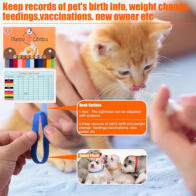 whelping kit for Puppies Birth,Puppy Birthing Supplies for Newborn Puppies and Kittens for Keeping Kitten Dogs Cats Feeding Sets Supplies Includes Whelping Collars Record,Birthing Box