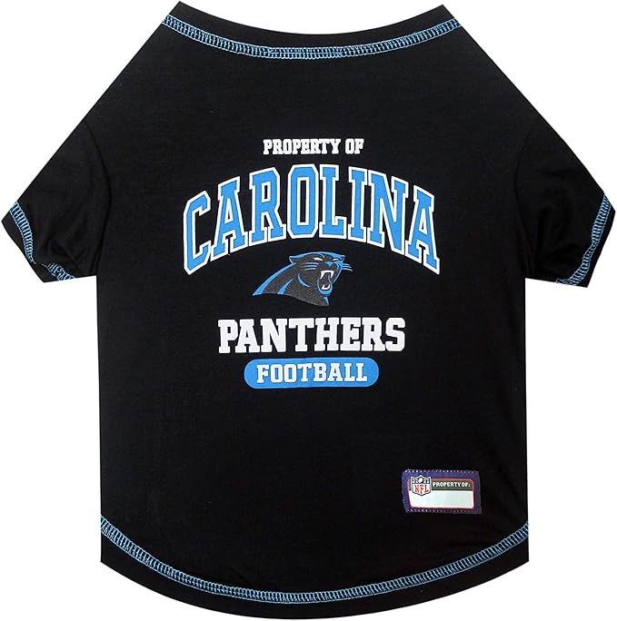 NFL Carolina Panthers Dog T-Shirt for Pets, Size Large. Officially Licensed Pet Shirt with Team Logo, Soft Stretchable Comfort Fit Apparel for Dogs & Cats