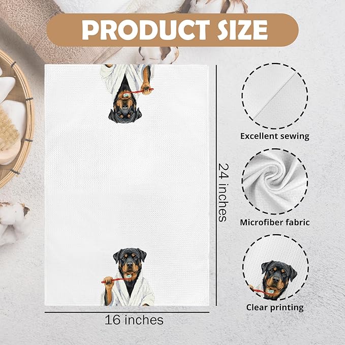 Rottweiler Gifts Bathroom Hand Towel, Funny Rottweiler Hand Towel for Bathroom Kitchen Washroom Decor, Rottweilers Dog Lovers Dish Tea Towels, 16x24 Inch