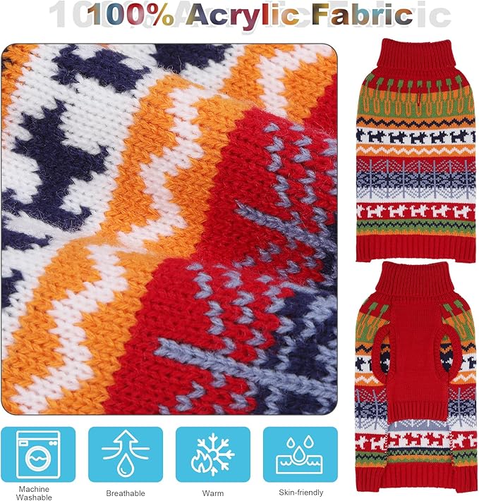 Mihachi Dog Sweater - Winter Coat Apparel Clothes with Colorful Stripes for Cold Weather