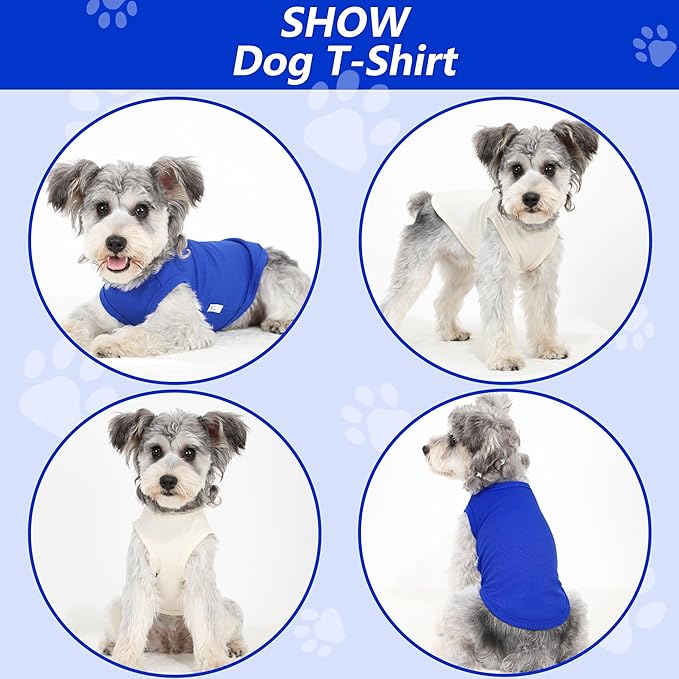 2 Pack Dog Clothes for Small Dogs Summer Dog Shirt Vest Girl Boy Lightweight Puppy T-Shirts Blank Soft and Cool Pet Clothing Sleeveless Medium Large Dog Outfit (White+Blue, Small)