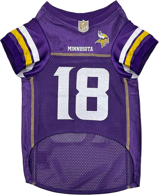 NFLPA Justin Jefferson PET Jersey, NFL Dog Shirt, Size Small, Minnesota Vikings Mesh Jersey for Dogs