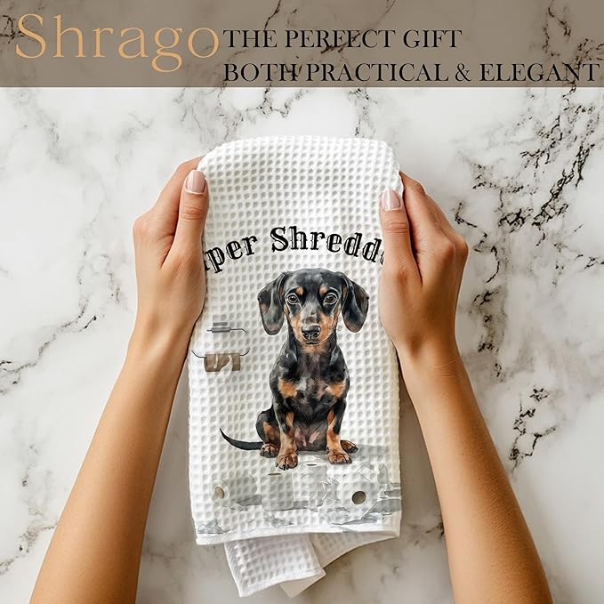 Funny Shredder Dachshund Bathroom Hand Towels, Weiner Dog Gifts for Women Men, Dachshund Lovers Gifts Hand Towels for Bath Room Washroom, Dog Bathroom Decor, 16x24 Inch