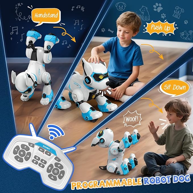 Robot Dog for Kids, Remote Control Dog with Voice Touch Interaction and lmitation Show, Programmable Gesture Sensing Dog Robot, Singing, Dancing, Talking, Smart Stunt Robot Dog Toy Gift for Boys Girls