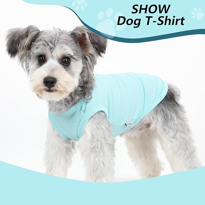 2 Pack Dog Clothes for Small Dogs Summer Dog Shirt Vest Girl Boy Lightweight Puppy T-Shirts Blank Soft and Cool Pet Clothing Sleeveless Medium Large Dog Outfit (Light Blue+Dark Cyan, Large)