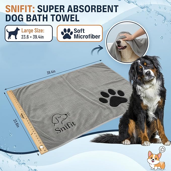 Dog Towel Keeps Your Pet Cozy After Every Use – Microfiber Towels for Drying Dogs & Cats – Quick & Efficient Grooming Gray Towel for Outdoor Play – Gently Dries Your Pet’s Fur 23.6X39.4in l Large 5PK
