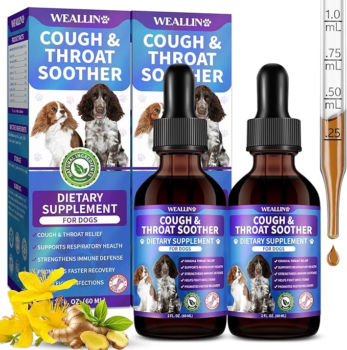 Dog Cough Treatment Support for Dogs - Dog Cough Care Natural Solution for Cough Natural Dog Cough Supplement Herbal Drops Support for All Breeds - 120 ml/4 Fl Oz
